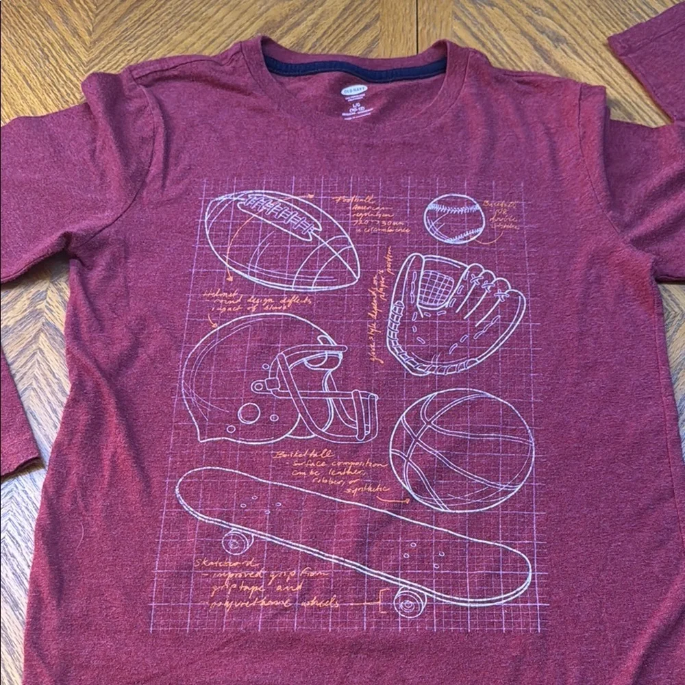 Old Navy Red Long Sleeve Graphic Tee